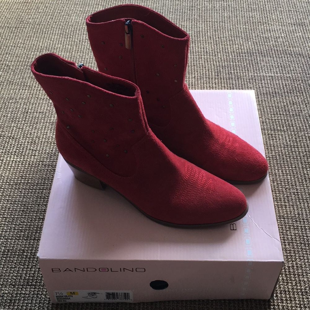 Bandolino Red Suede Cowboy Bootie